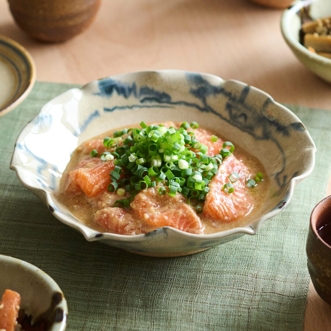 サーモンのごま味噌和え