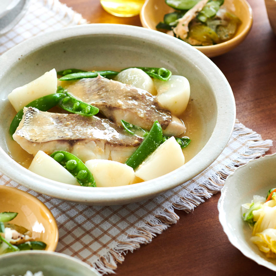 白身魚の酒蒸し味噌あんかけ