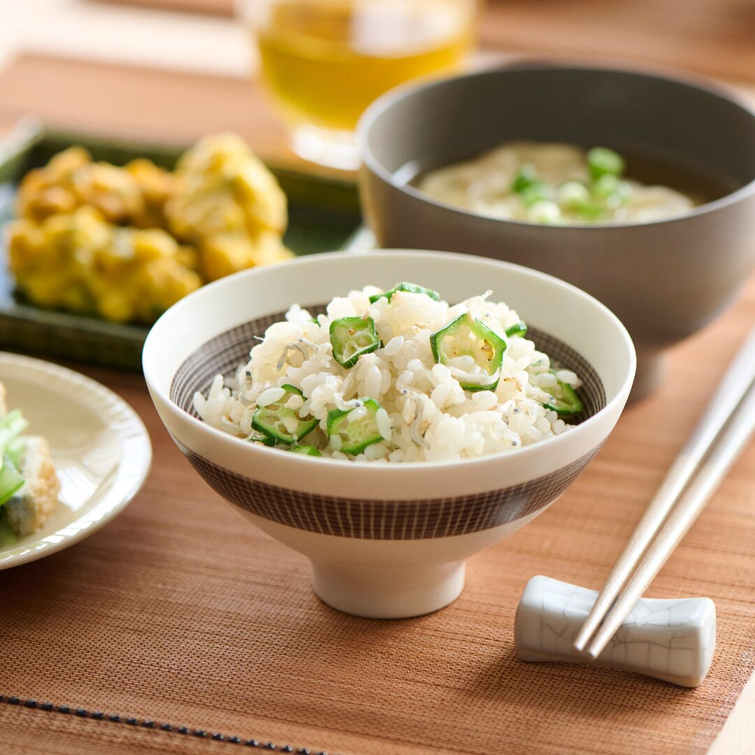 オクラとちりめんじゃこの酢味噌ごはん
