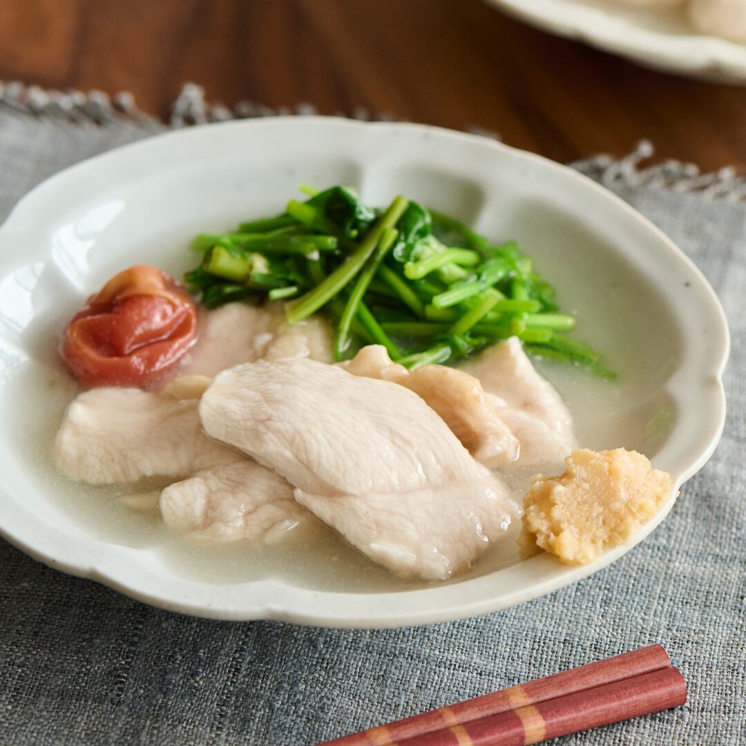 鶏むね肉の梅だし煮 味噌添え